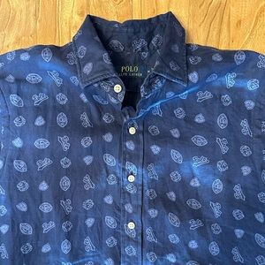 **POLO RALPH LAUREN** varsity linen shirt SIZE MEDIUM